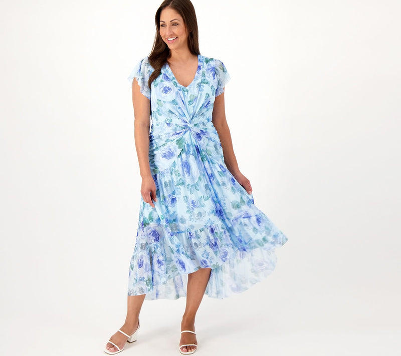 Isaac Mizrahi Live! Regular Always Isaac Printed Mesh Midi Dress — View 10