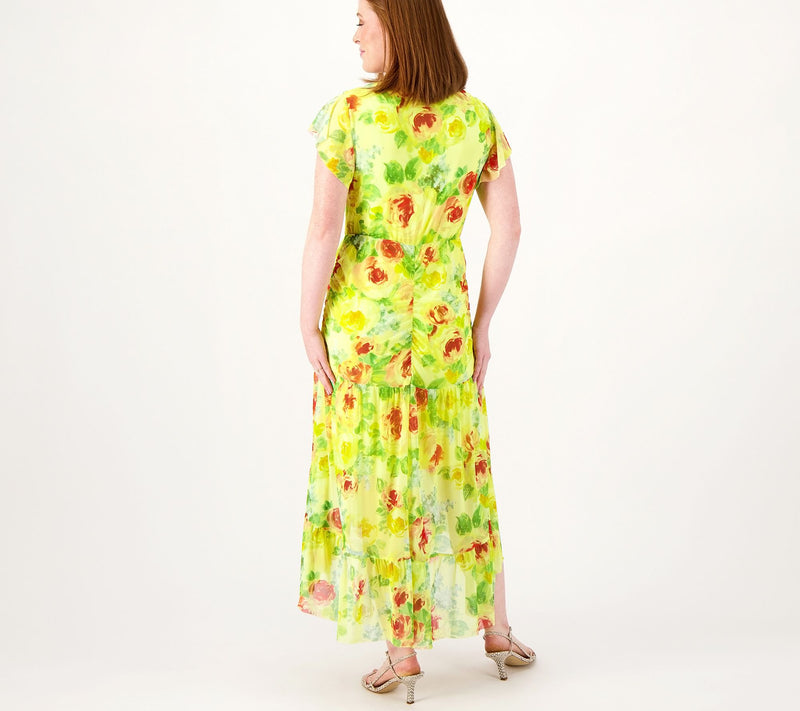 Isaac Mizrahi Live! Regular Always Isaac Printed Mesh Midi Dress — View 6