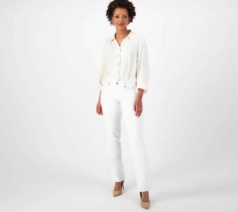 NYDJ Waist-Match Marilyn Straight- Optic White — View 5