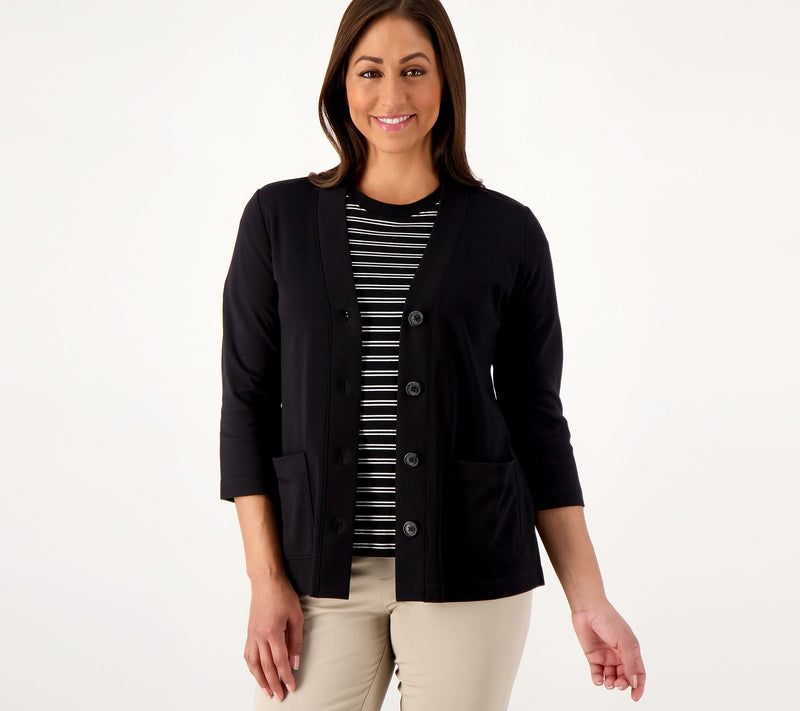 Isaac Mizrahi Live! Essentials Pima Cotton Cardigan — View 14
