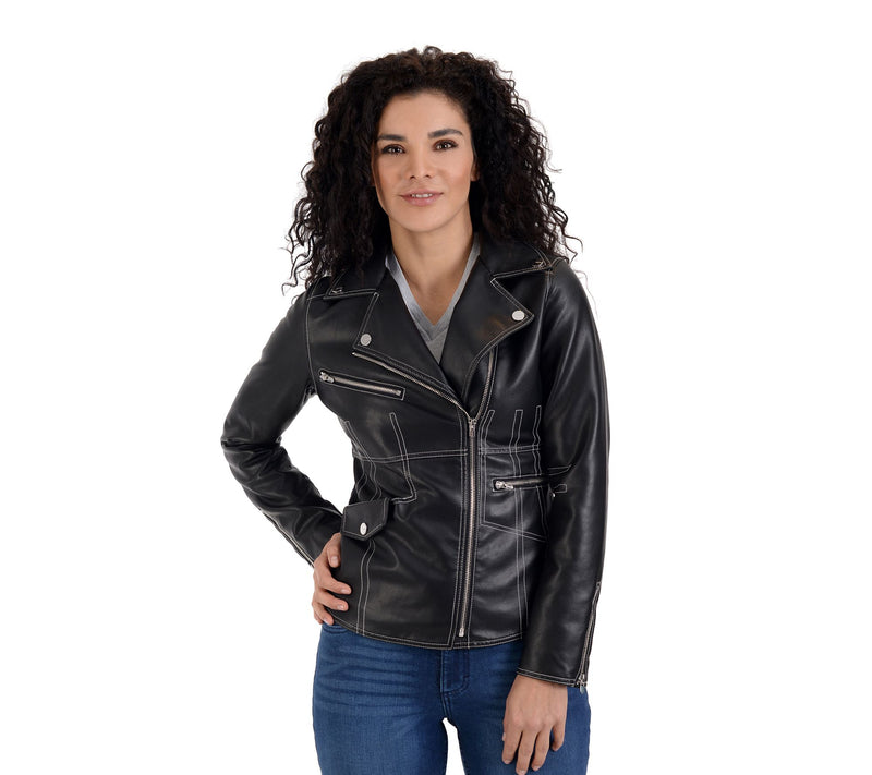 Nine West Biker Jacket with Stitching — Main view