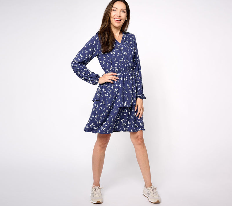 Candace Cameron Bure Petite Printed Woven Mini Dress — View 3