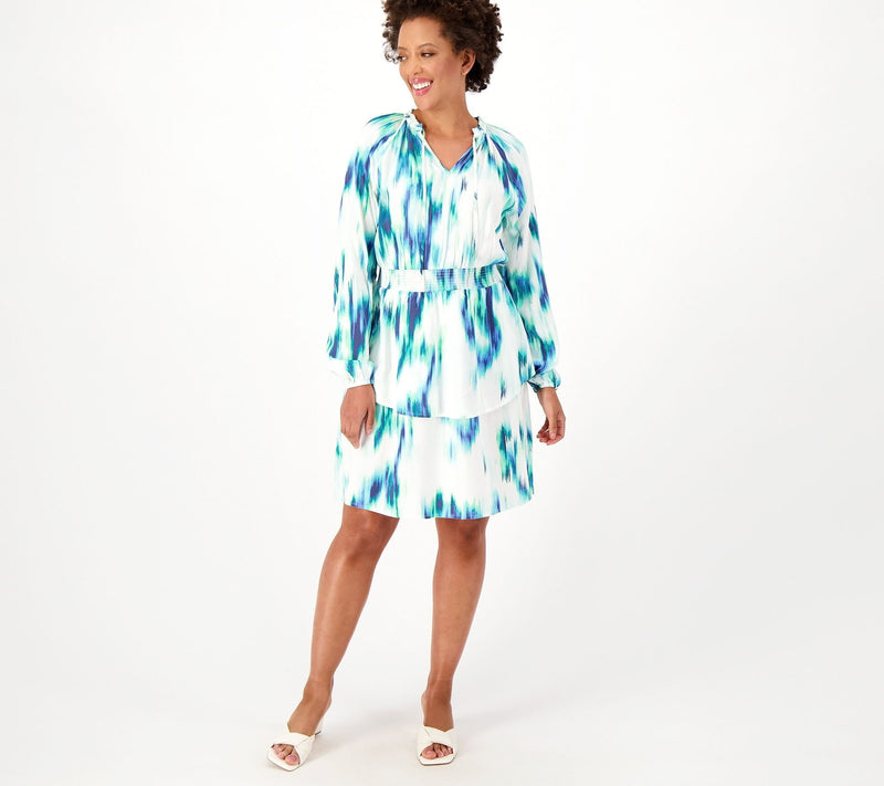 Candace Cameron Bure Petite Printed Woven Mini Dress — View 4