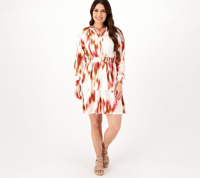 Candace Cameron Bure Petite Printed Woven Mini Dress — View 8