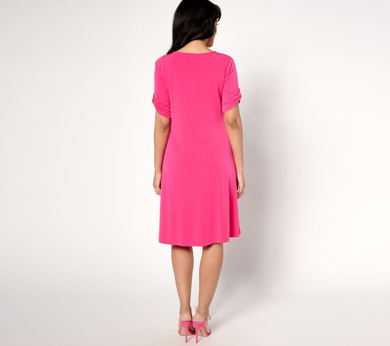 Susan Graver Every Day Regular Liquid Knit A-Line Dress — View 12