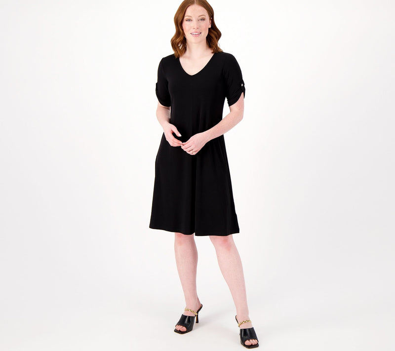 Susan Graver Every Day Regular Liquid Knit A-Line Dress — View 11