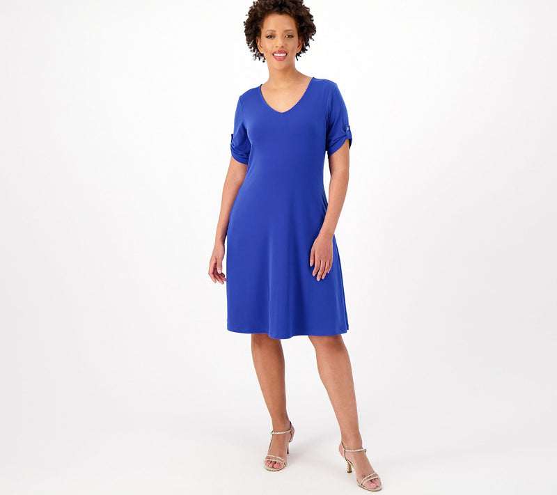 Susan Graver Every Day Regular Liquid Knit A-Line Dress — View 5