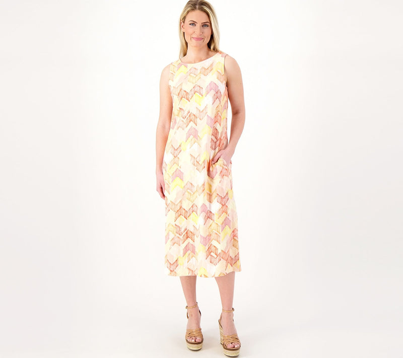 Denim & Co. Naturals Linen Blend Jersey Regular A-Line Midi Dress — View 5