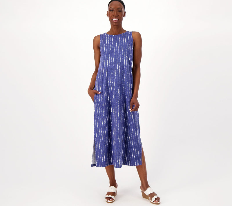 Denim & Co. Naturals Linen Blend Jersey Regular A-Line Midi Dress — View 8