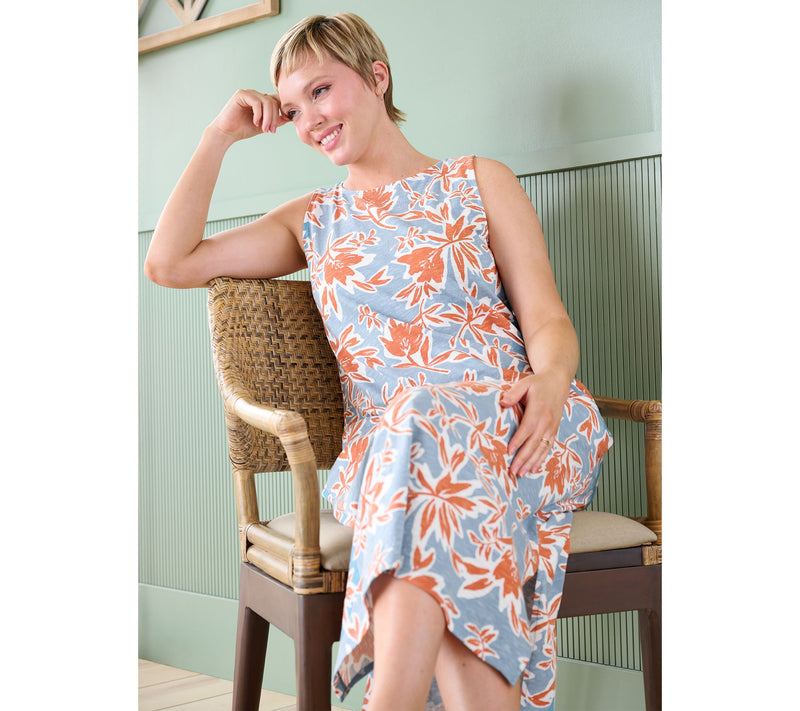 Denim & Co. Naturals Linen Blend Jersey Regular A-Line Midi Dress — View 16