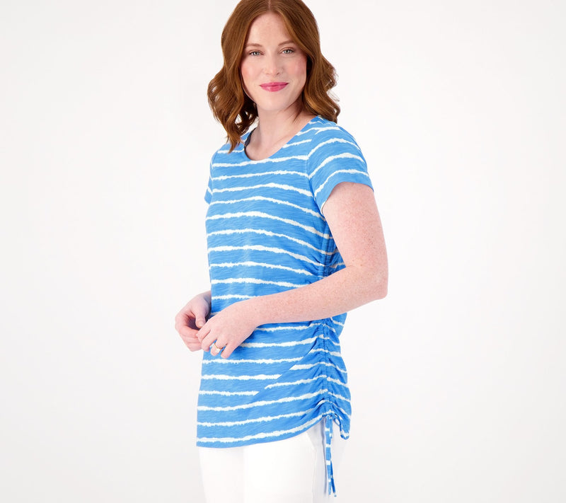 Belle by Kim Gravel Slub Knit Side Ruched Print Top — Main view