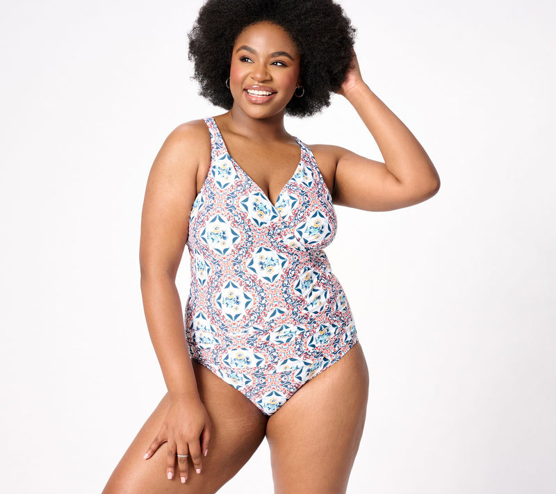 Jantzen Draped Surplice Mailot One-Piece Swimsuit — View 7