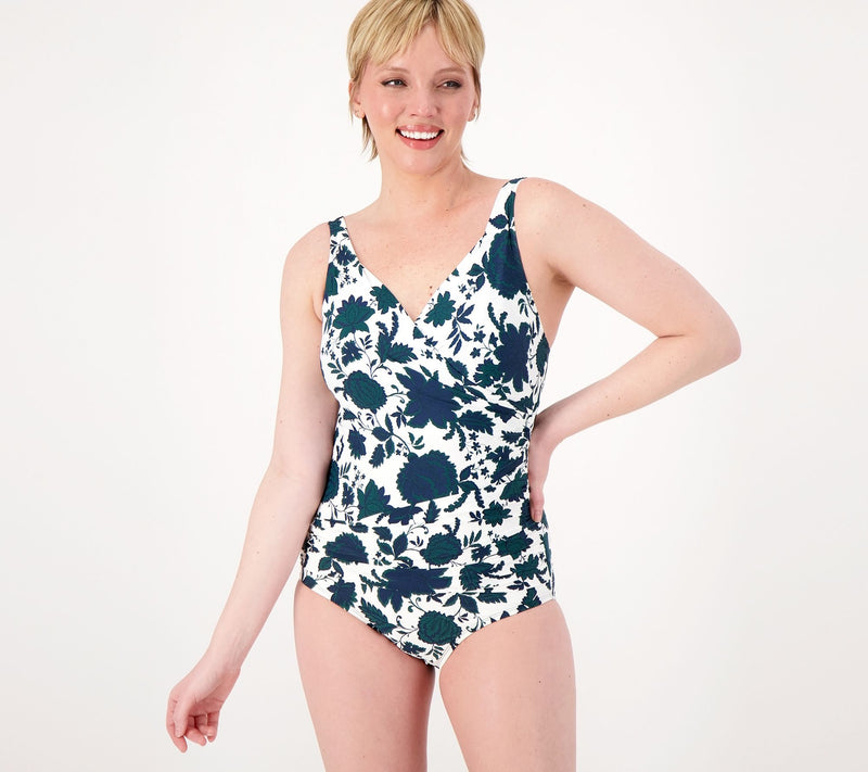 Jantzen Draped Surplice Mailot One-Piece Swimsuit — View 5