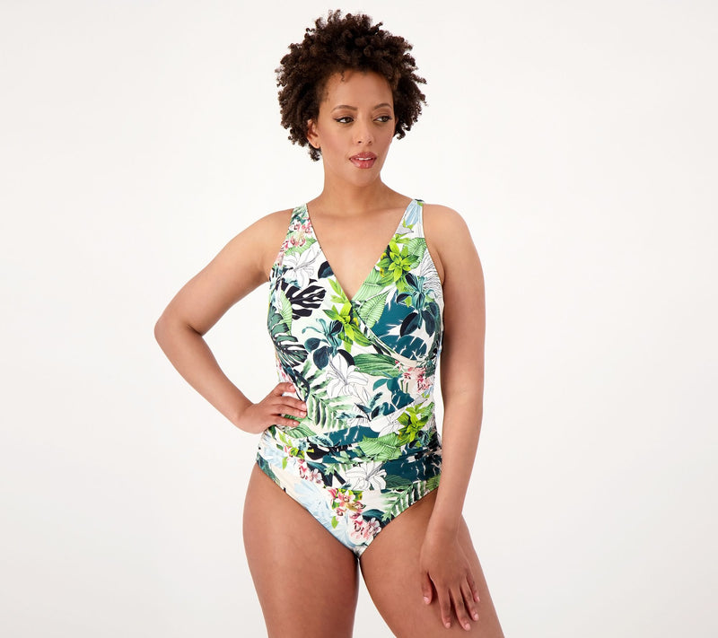 Jantzen Draped Surplice Mailot One-Piece Swimsuit — View 15