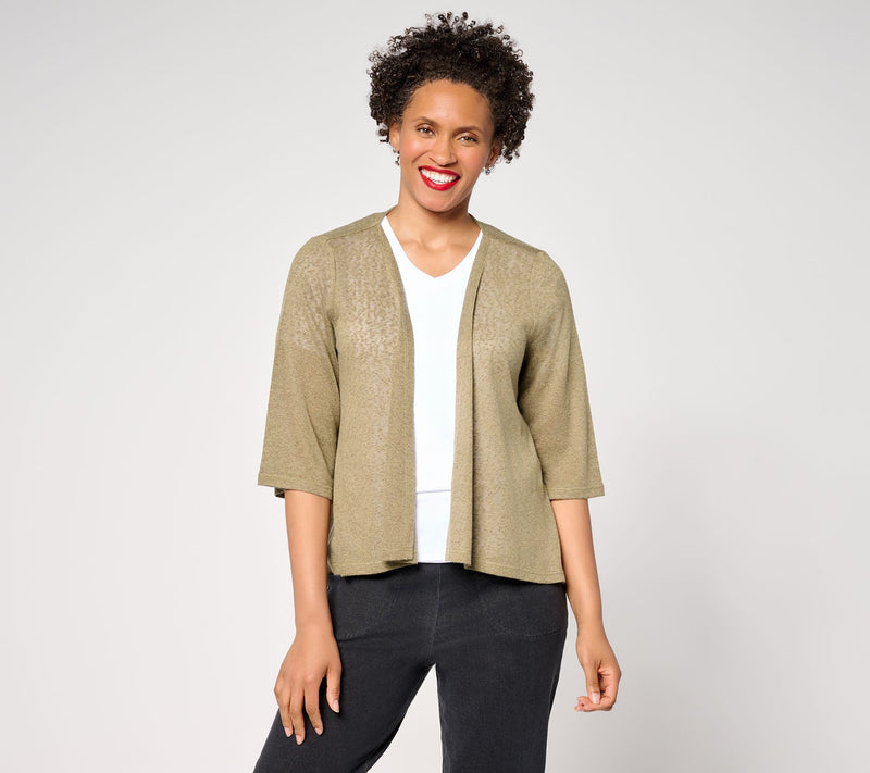 Denim & Co. Essentials Slub Knit Drape Front Cardigan — Main view