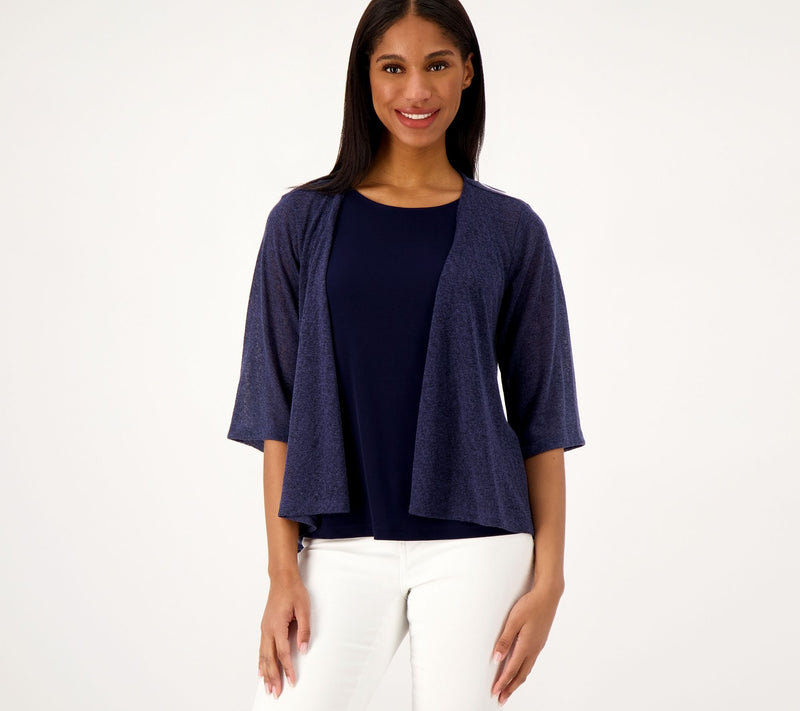 Denim & Co. Essentials Slub Knit Drape Front Cardigan — View 9