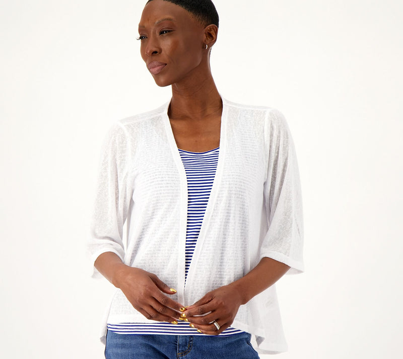 Denim & Co. Essentials Slub Knit Drape Front Cardigan — View 7