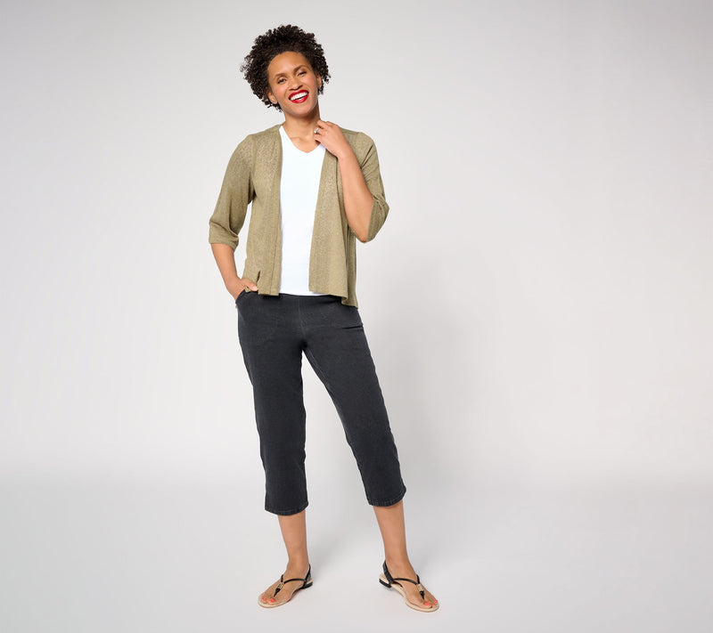 Denim & Co. Essentials Slub Knit Drape Front Cardigan — View 13