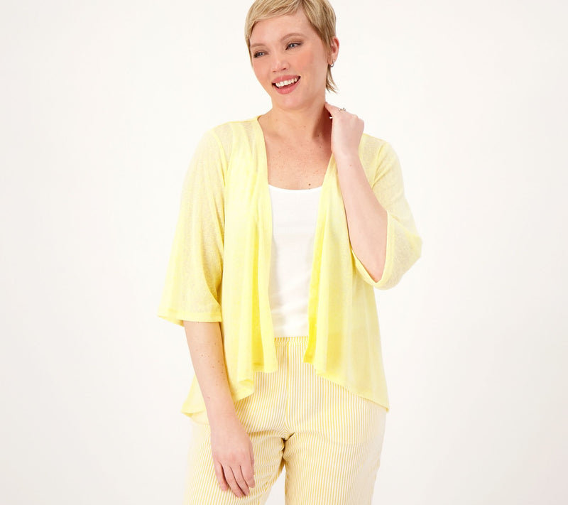 Denim & Co. Essentials Slub Knit Drape Front Cardigan — View 3