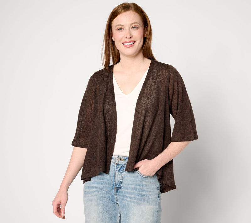 Denim & Co. Essentials Slub Knit Drape Front Cardigan — View 19