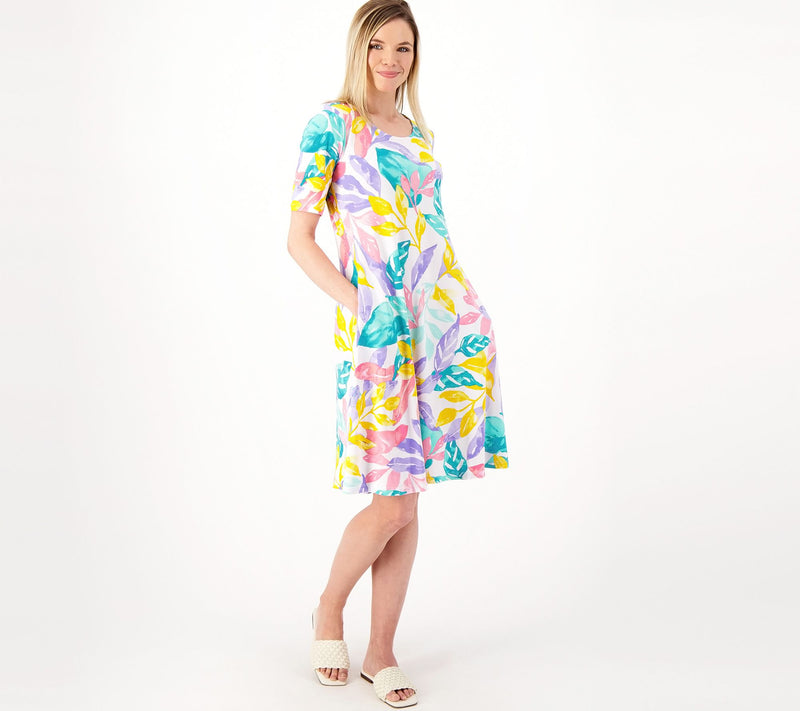 Susan Graver Regular Liquid Knit Fit & Flare Dress — View 5