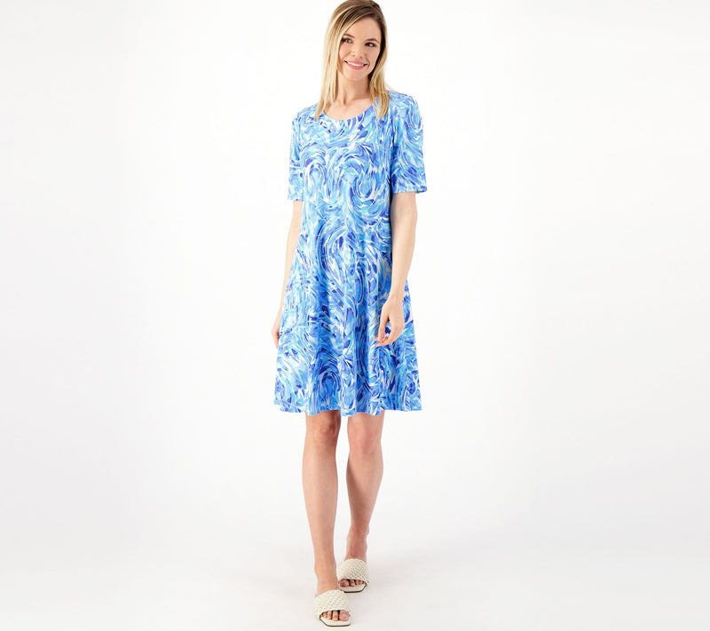 Susan Graver Regular Liquid Knit Fit & Flare Dress — View 11