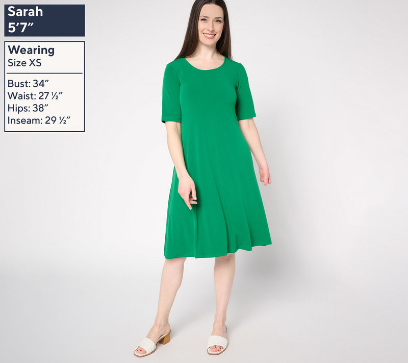 Susan Graver Petite Liquid Knit Fit & Flare Dress — View 13