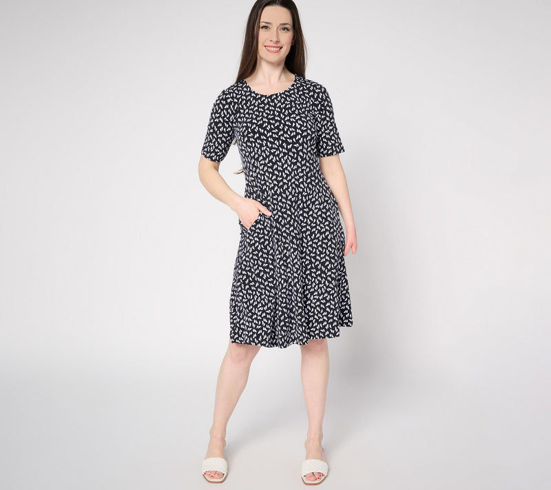 Susan Graver Petite Liquid Knit Fit & Flare Dress — View 24