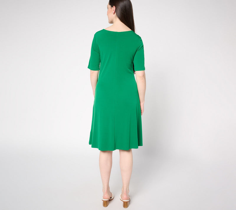 Susan Graver Tall Liquid Knit Fit & Flare Dress — View 14