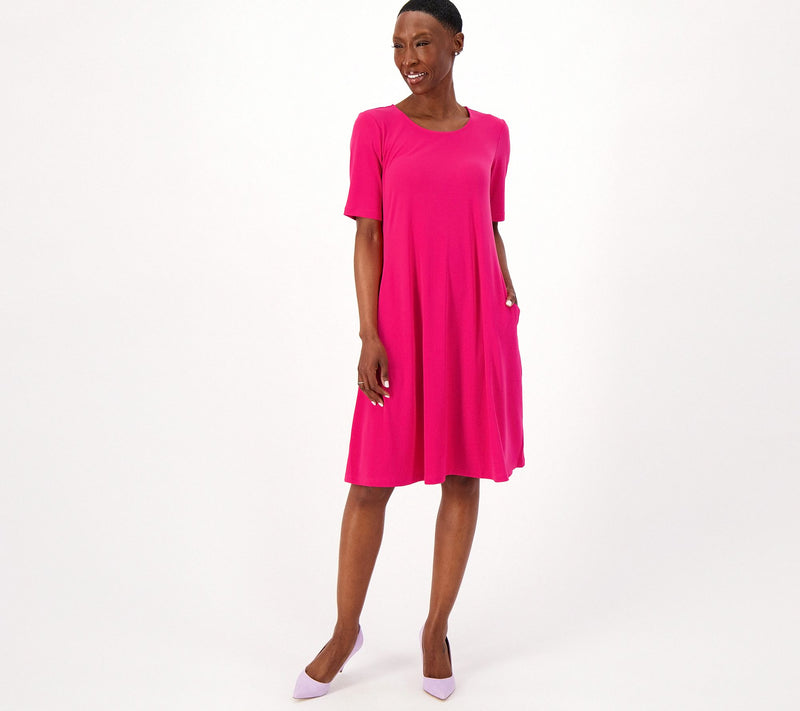 Susan Graver Tall Liquid Knit Fit & Flare Dress — View 6
