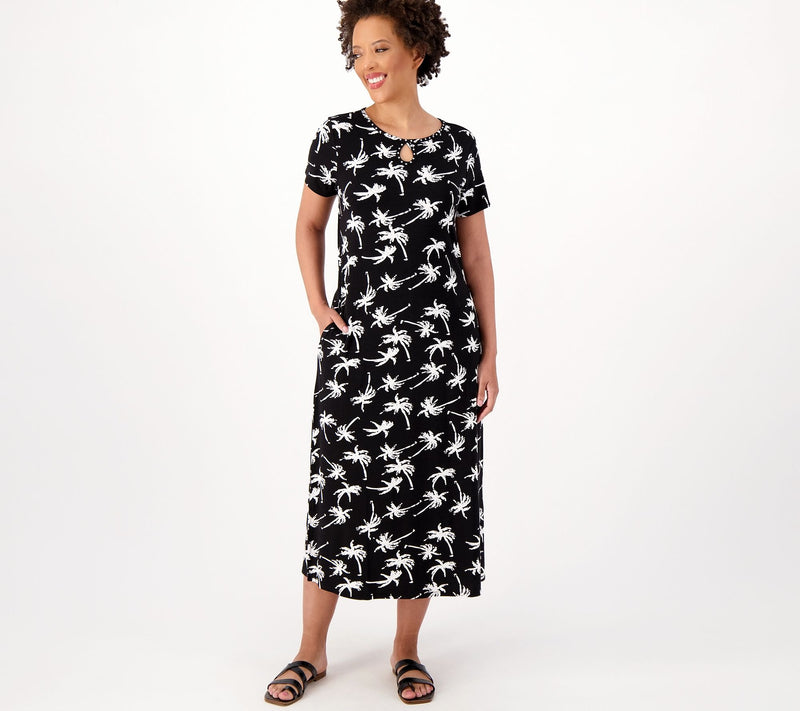 Quacker Factory Palm Royal Rhinestone Keyhole Maxi Dress — View 5