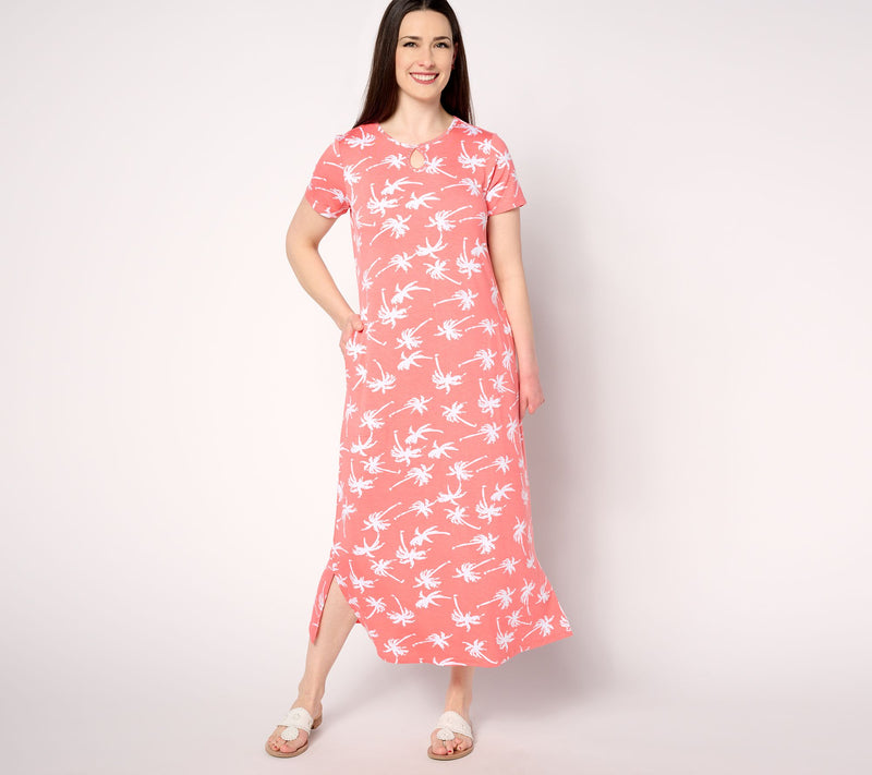 Quacker Factory Palm Royal Rhinestone Keyhole Maxi Dress — View 11
