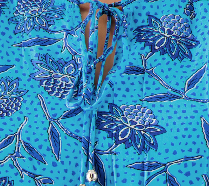 Destination 365 Regular Printed Short-Sleeve Midi Dress with Smocking — View 15