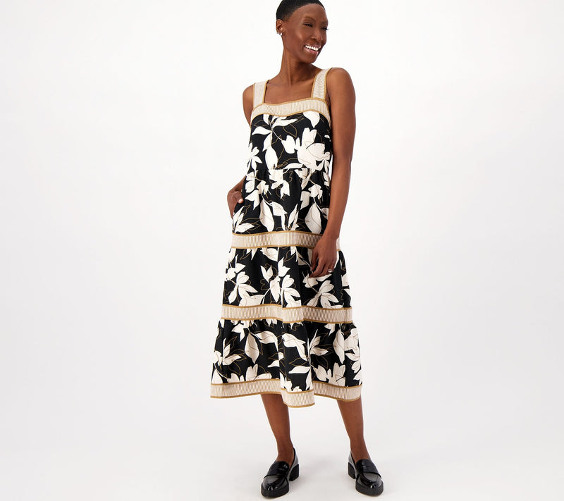 Isaac Mizrahi Live  Regular Printed Tiered Midi Dress — View 3