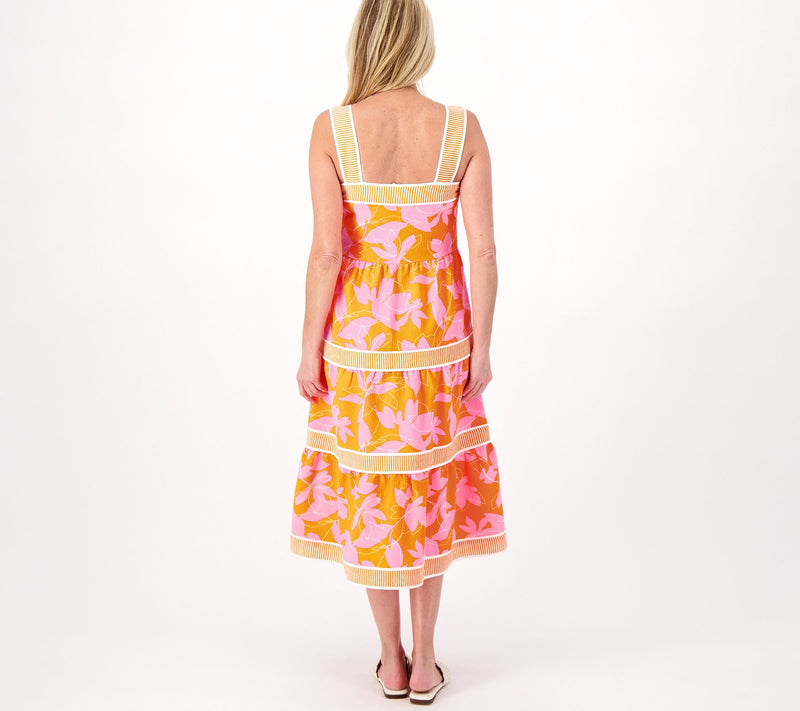 Isaac Mizrahi Live  Petite Printed Tiered Midi Dress — View 8