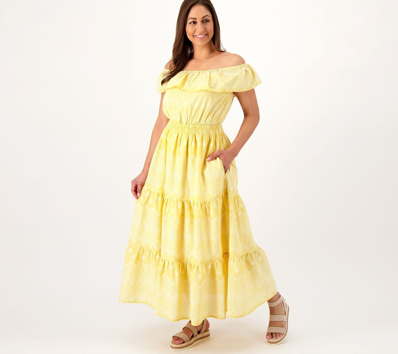 Destination 365 Regular Printed Off-the- Shoulder Dress — Main view