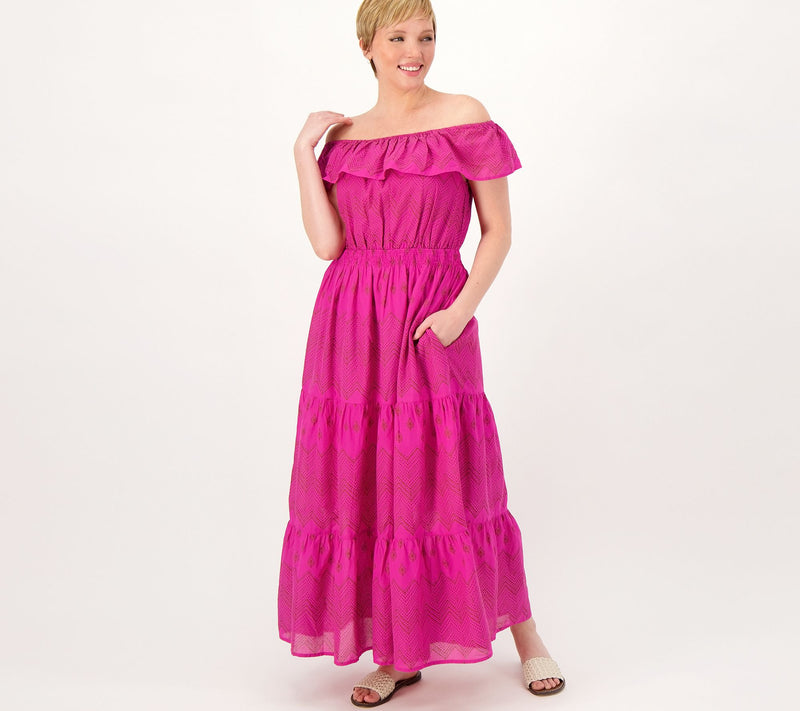 Destination 365 Regular Printed Off-the- Shoulder Dress — View 5
