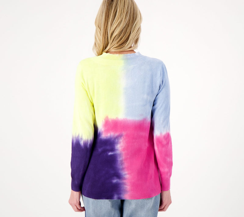 LOGO by Lori Goldstein Double V-Neck Tie Dye Sweater — View 2