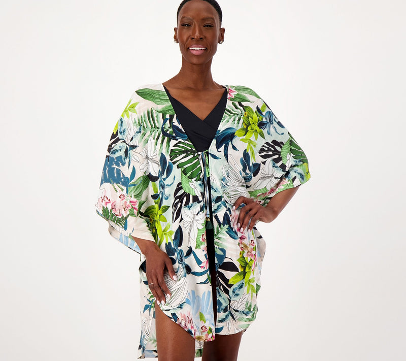 Jantzen Woven Curve Hem Tie Front Cover-Up — View 10