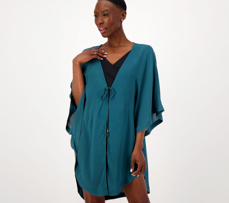 Jantzen Woven Curve Hem Tie Front Cover-Up — View 12
