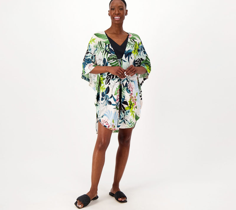 Jantzen Woven Curve Hem Tie Front Cover-Up — View 4