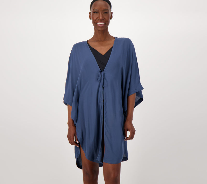 Jantzen Woven Curve Hem Tie Front Cover-Up — View 2