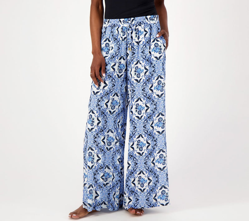 Jantzen Regular Wide Leg Printed Pull-On Woven Cover-Up Pants — View 16