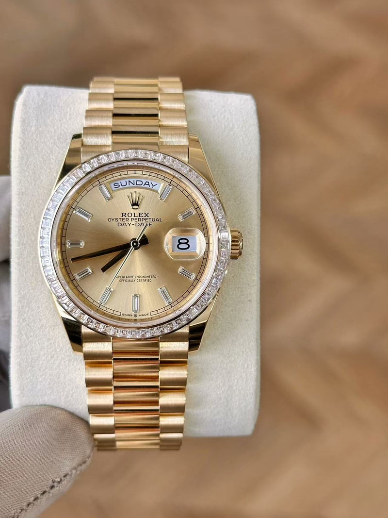 Rolex Day-Date 128398TBR-0037 – Baguette Diamond Bezel & Baguette Diamond Hour Markers — View 5