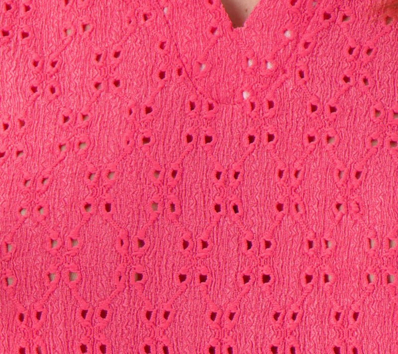 Susan Graver Passport Knit Eyelet 3/4 Sleeve Top — View 12