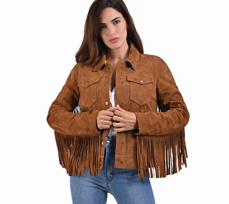 Frye Trucker Jacket with Fringe — View 3