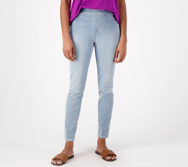 LOGO by Lori Goldstein Tall Knit Denim Leggings — View 5