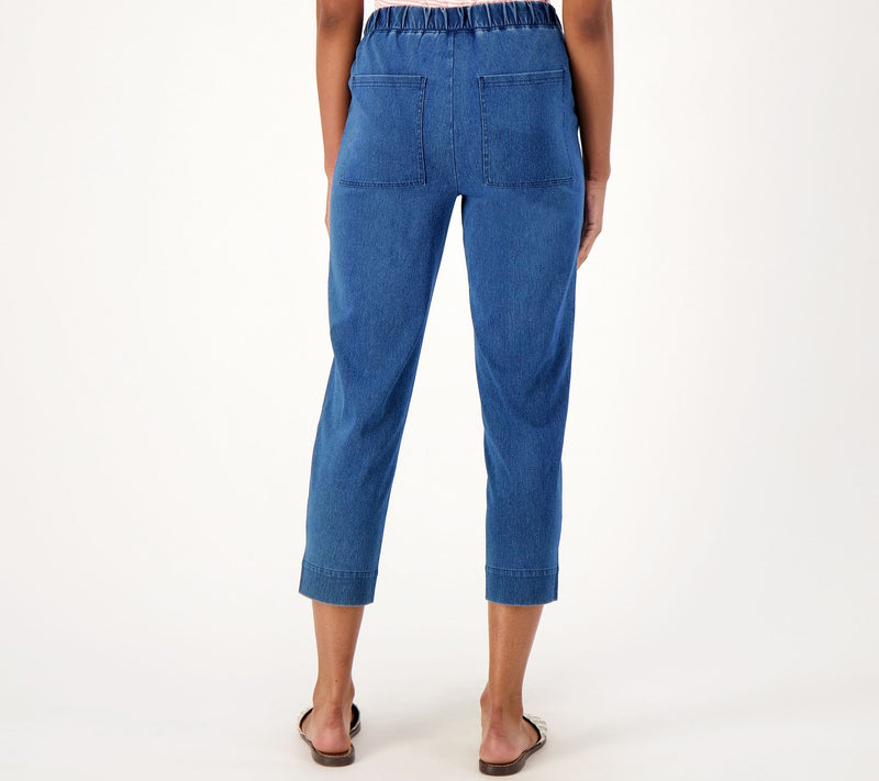 Denim & Co. Comfy Knit Air RegularStraight Crop Pant with Side Slits — View 12