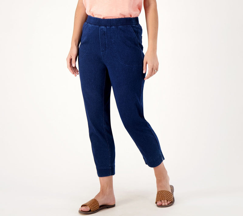 Denim & Co. Comfy Knit Air RegularStraight Crop Pant with Side Slits — Main view