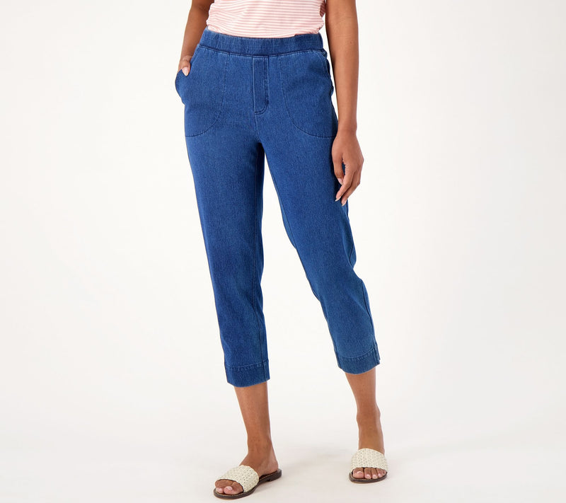 Denim & Co. Comfy Knit Air RegularStraight Crop Pant with Side Slits — View 9